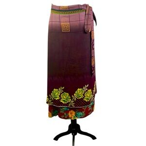 Mamta Free Size Floral Patterned Reversible Wrap Skirt EUC